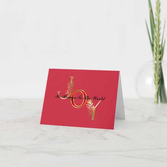 Red Elegant Christian Christmas Joy Carte de voeux (Devant)