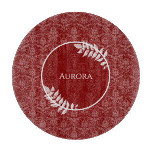 Red Elegant Damask Personalized Cutting Board