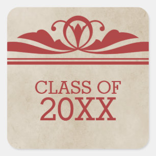 Red Elegant Deco Graduation Stickers