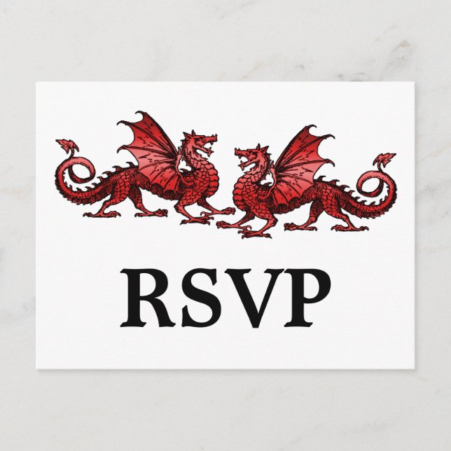 Red Elegant Dragons Response Postcard (Front)