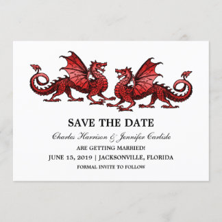 Red Elegant Dragons Save the Date Invite