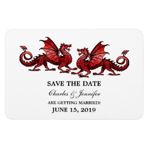 Red Elegant Dragons Save the Date Magnet