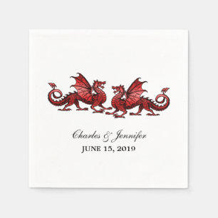 Red Elegant Dragons Wedding Paper Napkins