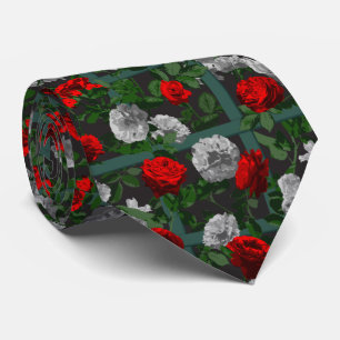 Red Elegant Floral Roses Tie