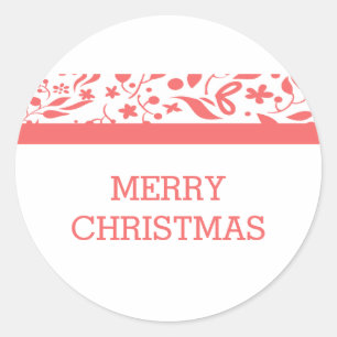 Red Elegant Foliage Holiday Classic Round Sticker