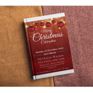 Red Elegant Joyeux Noël Fête Invitation