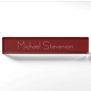 Red Elegant Modern Business Desk Nameplate