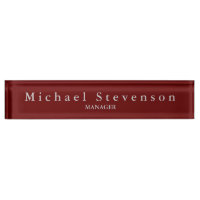 Red Elegant Modern Desk Nameplate