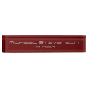 Red Elegant Modern Desk Nameplate