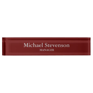 Red Elegant Modern Desk Nameplate