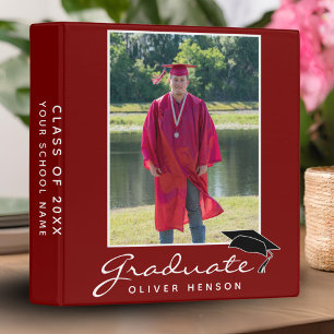 Red Elegant Modern Graduation Photo Album Binder
