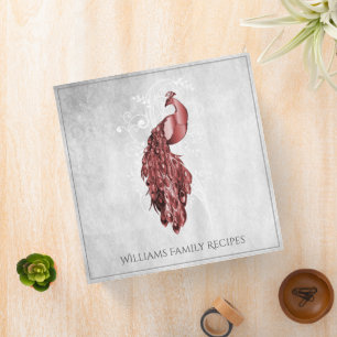 Red Elegant Peacock Recipe Binder
