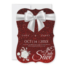 Red Elegant  Save The Date Card