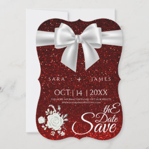 Red Elegant Save The Date Card
