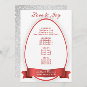 Red Elegant Simple Easter Egg Brunch Dinner Menu
