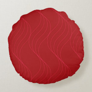 Red, elegant, simple modern cool wavy illustration round pillow