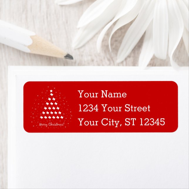 Red Elegant Texas Christmas Tree Label (Insitu)