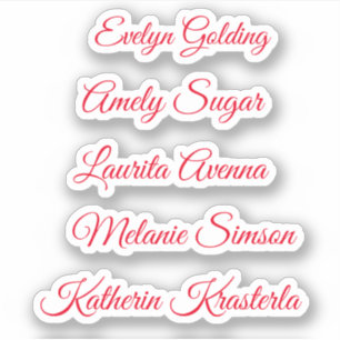 Red elegant whimsical script personalized name