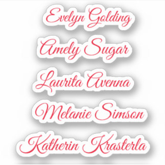 Red elegant whimsical script personalized name