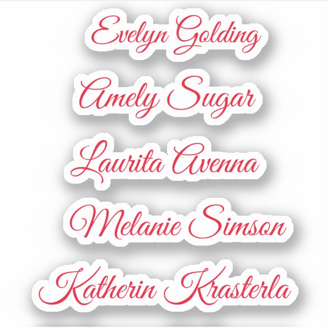 Red elegant whimsical script personalized name   (Front)
