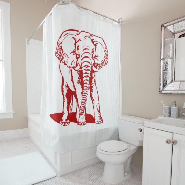 Red Elephant And White Stripes (In Situ)