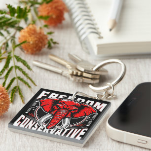 Red Elephant Faith Family Freedom Conservative Keychain