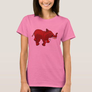 Red Elephant on Ladies Shirt