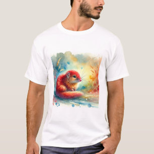 Red Elephant Shrew 180724AREF135 - Watercolor T-Shirt