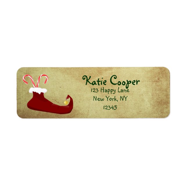 Red Elf Slipper with Candy Canes (Front)