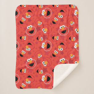 Red Elmo Faces Pattern Sherpa Blanket