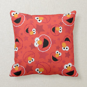 Red Elmo Faces Pattern Throw Pillow