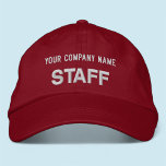 Red Embroidered Staff Baseball Cap Employee Hat<br><div class="desc">Easily personalize this red Alternative Apparel embroidered hat with your own custom text. You can also customize it with your logo or other image. This chino twill cap style is 100% cotton. The "Flexfit Wool Cap" style have options to add your embroidery on the sides and back. Adjustable unisex style...</div>