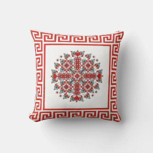 Red Embroidery design  Throw Pillow