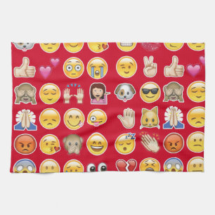 red emoji kitchen towel