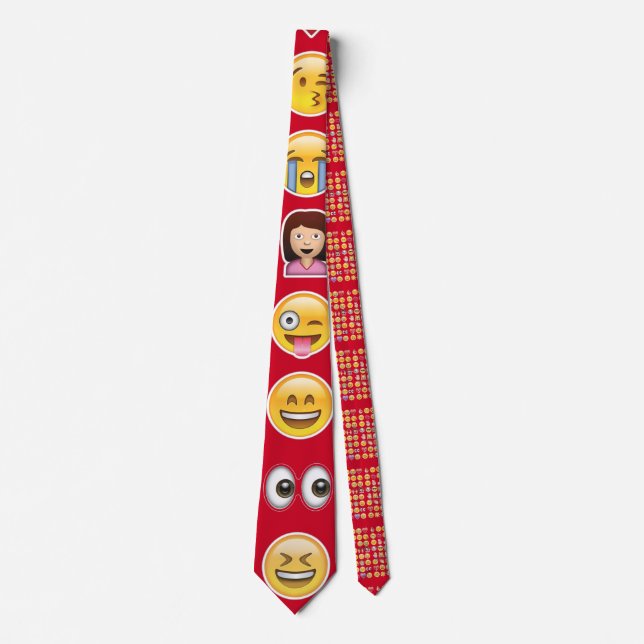red emoji mens neck tie (Front)