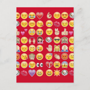 red emoji postcard