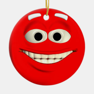 Red Emoticon Ceramic Ornament