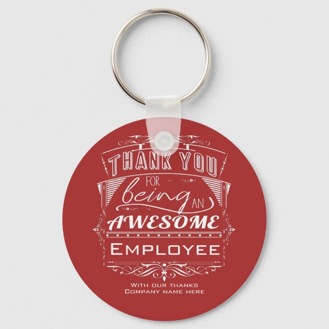 Red Employee Appreciation Thank You Keychain (Front)