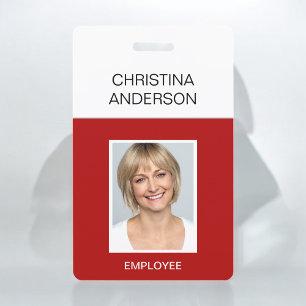 Red Employee  - Name Photo Corporate Work Badge