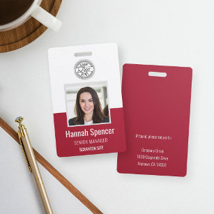 Red   Employee Photo ID Company Security Badge