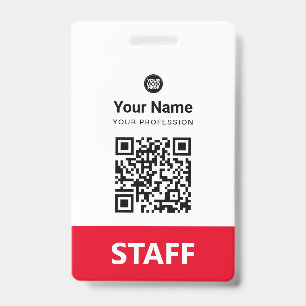 Red Employee Qr Code, Bar Code, Logo, Name Badge
