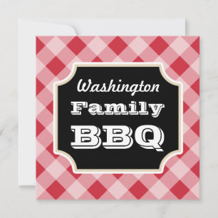 Red En vichy Custom Summer Family BBQ Invitations
