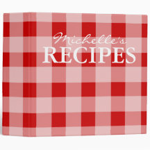 Red en vichy motif cuisine recette livre classeur