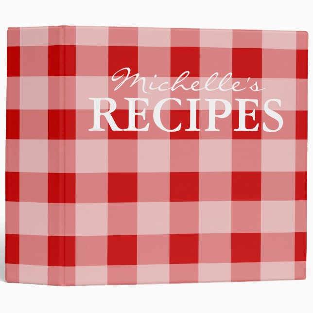 Red en vichy motif cuisine recette livre classeur (Devant/Côté)