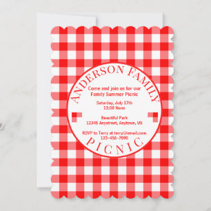 Red En vichy Summer Pique-nique Invitation
