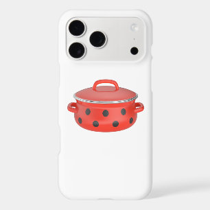 Red enamel cooking pot
