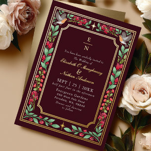 Red Enchanting Botanical Floral Garden Wedding
