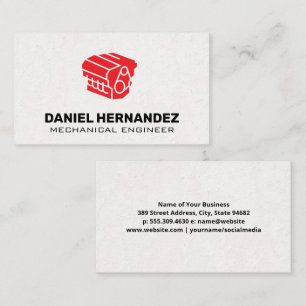 Red Engine Block Icon Business Card