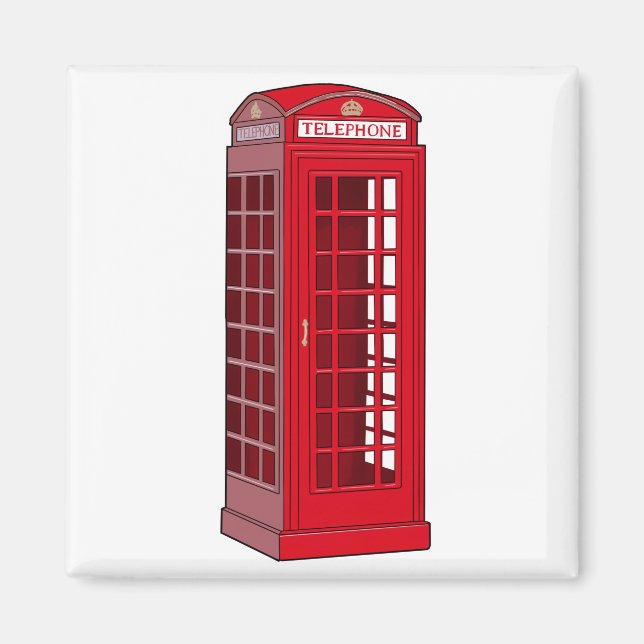 Red English Phone booth Magnet (Front)