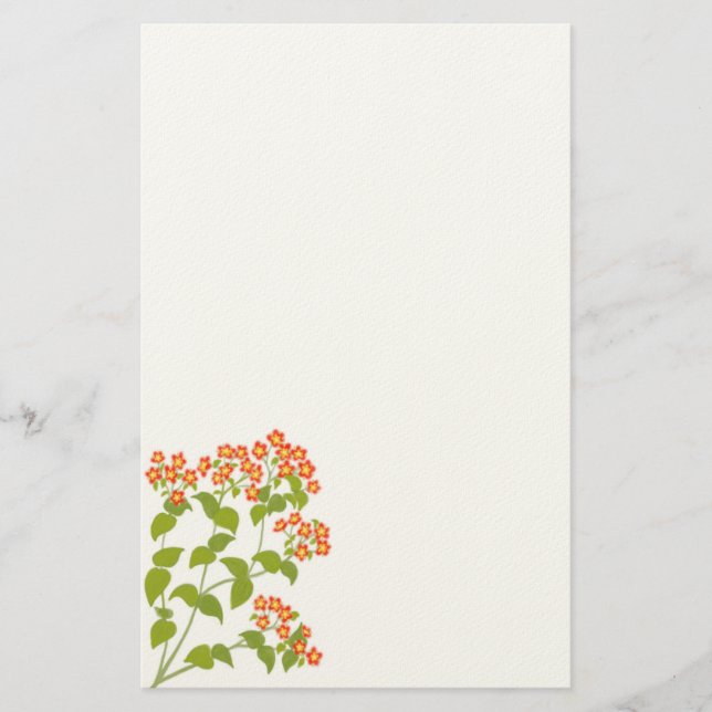 Red English Wildflowers Stationery (Front)
